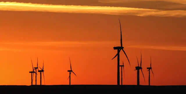 Centennial Wind Power Facility at sunrise